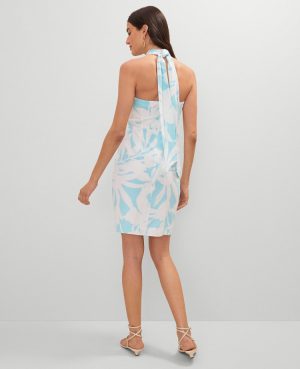 Floral Knotted Linen Blend Midi Dress