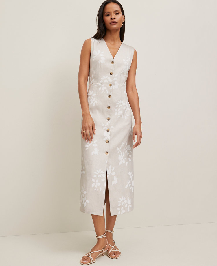 Petite Floral V-Neck Shirtdress