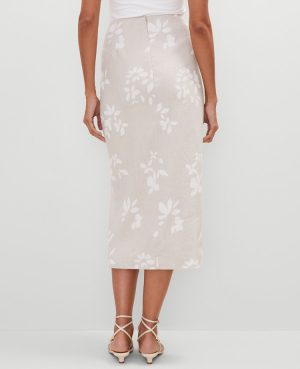 Petite Knotted Linen Blend  Pencil Skirt