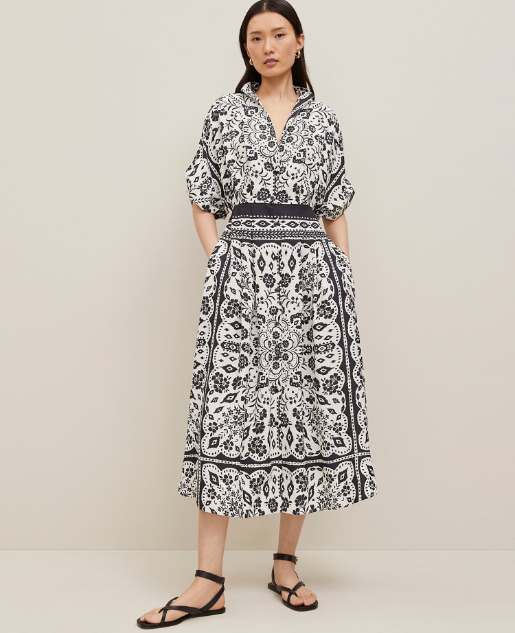 Petite Tiled Satin Button Dress