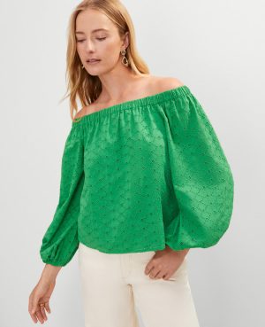 Petite Eyelet Off The Shoulder Top