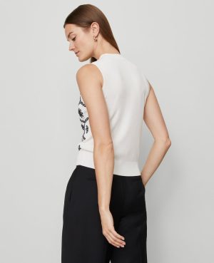 Floral Embroidered Sweater Shell