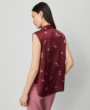 Floral Shirred Yoke Sleeveless Shirt