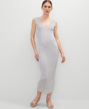 Petite Scoop Neck Metallic Dress