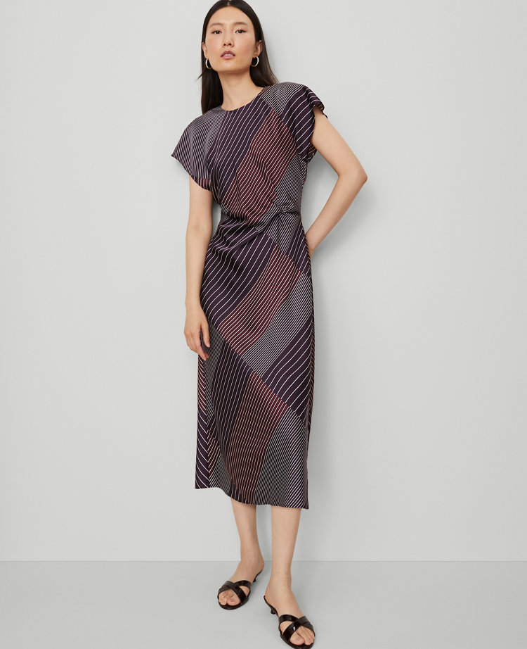 Petite Satin Twist Midi Dress