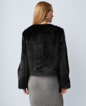 Faux Fur Crew Neck Jacket