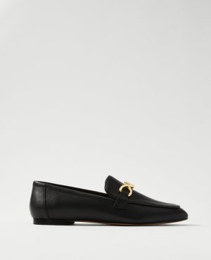 Hardware Embellished Leather Loafers