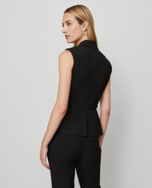 Belted Double Breasted Vest in Seasonless Stretch
