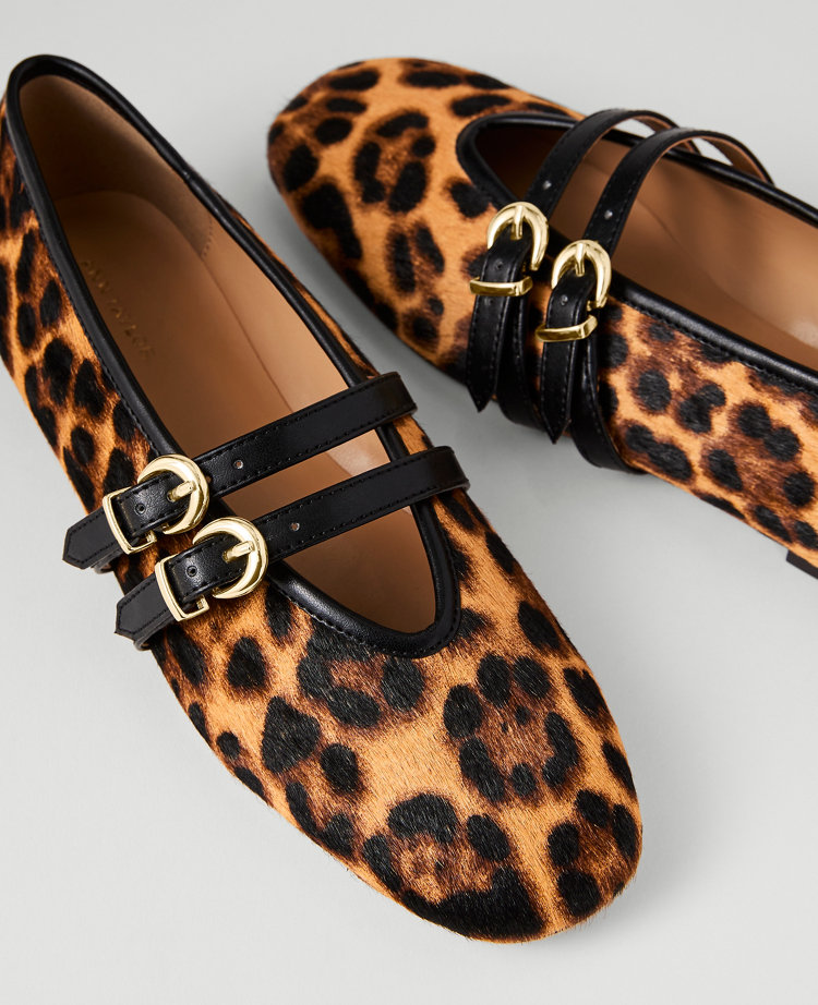Buckled Calf Hair Ballet Flat