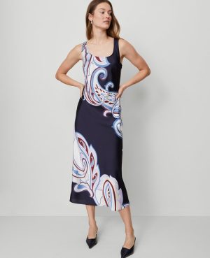 Petite Paisley Satin Slip Dress