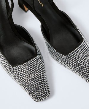 Suede Embellished Slingback Pump