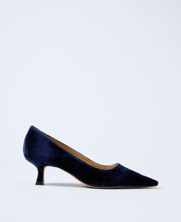 Velvet Kitten Heel Pump
