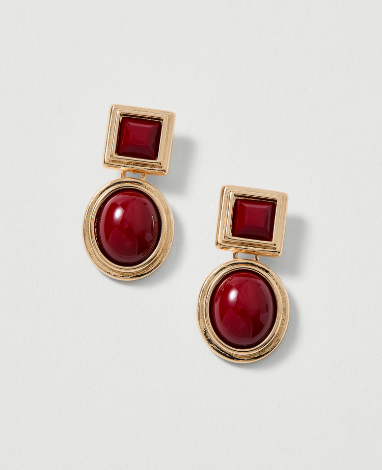Stone Double Drop Earrings