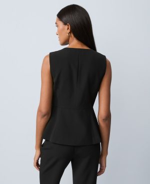 Petite Crew Neck Peplum Vest