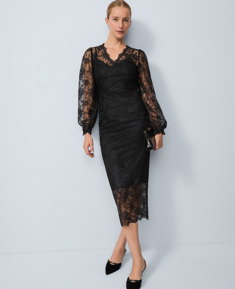 Petite Lace Clean Midi Skirt