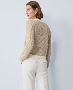 Metallic Waffle Knit Sweater Jacket