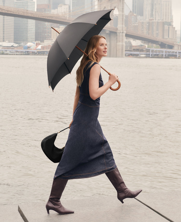 Petite Weekend Collection Crew Neck Flare Midi Dress