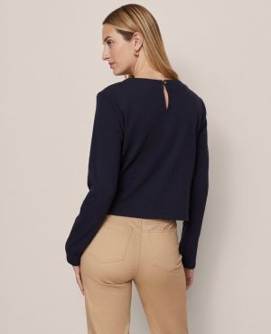 Petite Weekend Collection Denim Patch Pocket Pullover