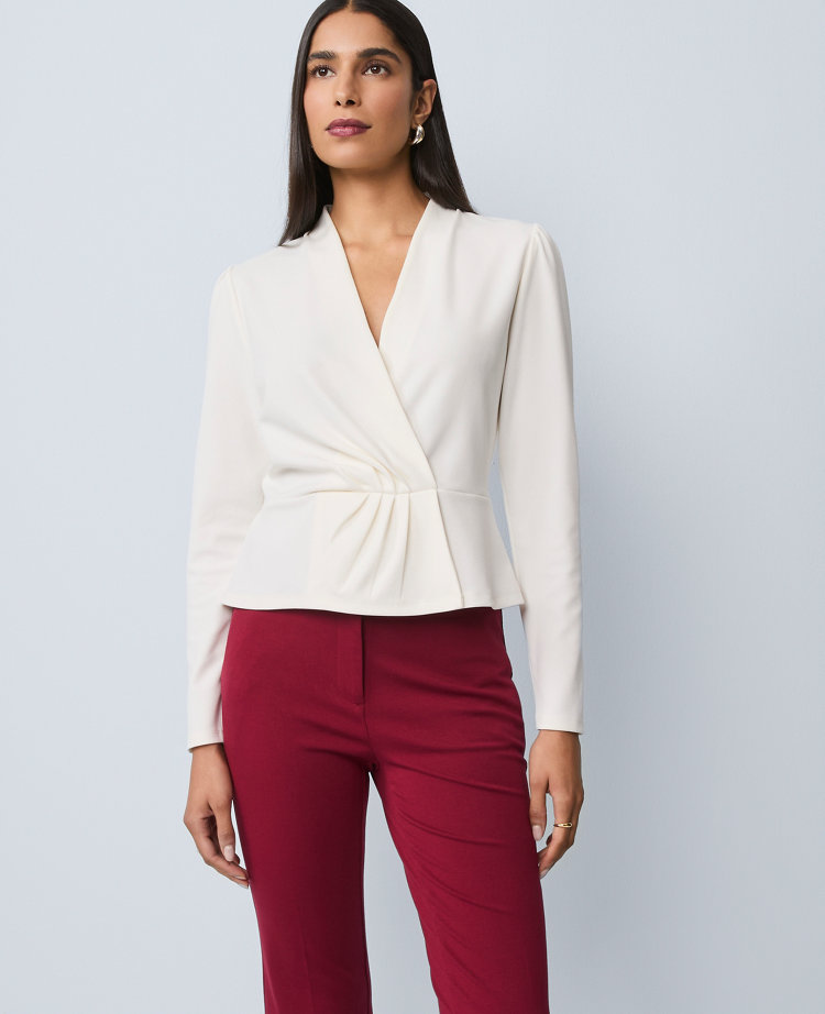 Petite Pleat Waist Wrap Top