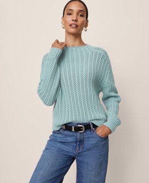 Petite Pointelle Mock Neck Sweater