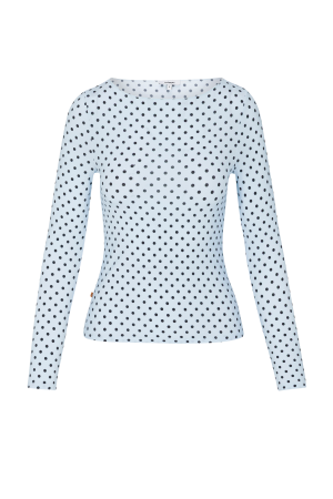 AMELIA TOP – BABY BLUE POLKA DOT