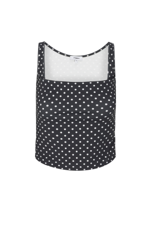 LUNA TOP – BLACK AND WHITE POLKA DOT