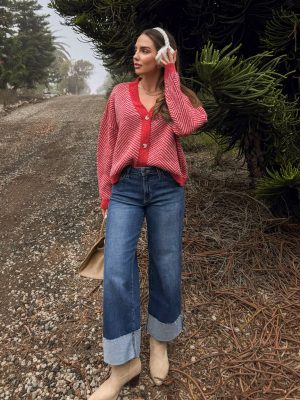 Cranberry Button Knit Sweater