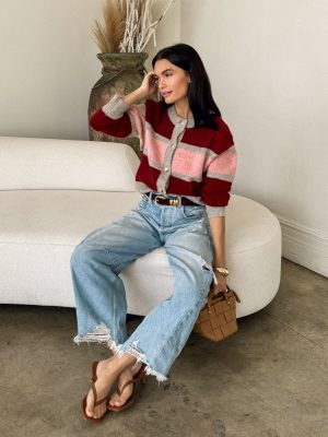 Octavia Button Down Sweater in Burgundy